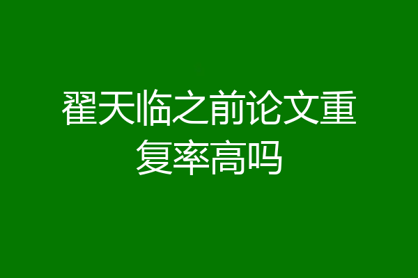 翟天临之前论文重复率高吗
