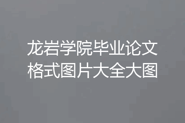 龙岩学院毕业论文格式图片大全大图