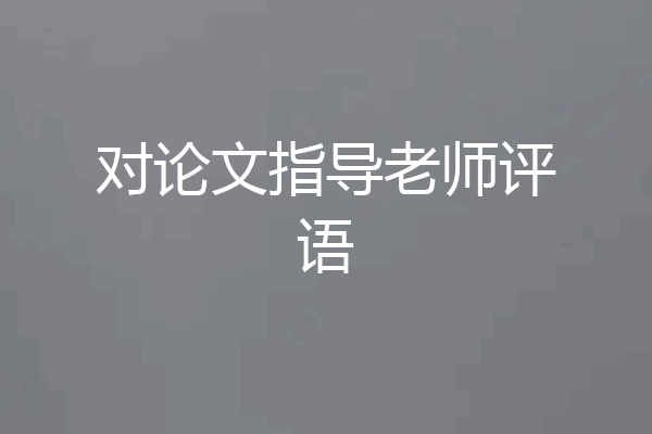 对论文指导老师评语