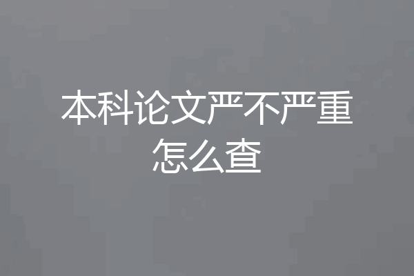 本科论文严不严重怎么查