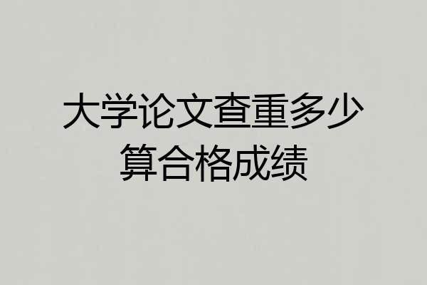 大学论文查重多少算合格成绩