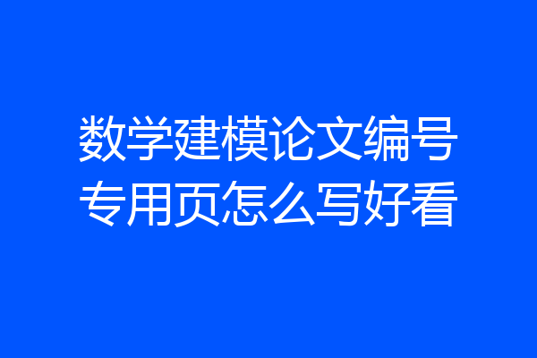 数学建模论文编号专用页怎么写好看