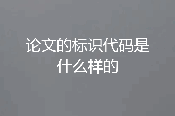 论文的标识代码是什么样的