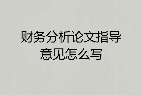 财务分析论文指导意见怎么写