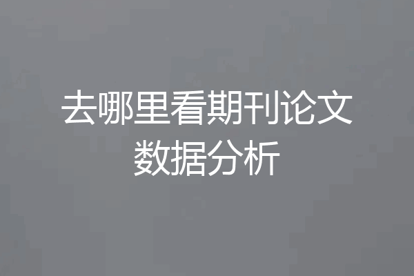 去哪里看期刊论文数据分析