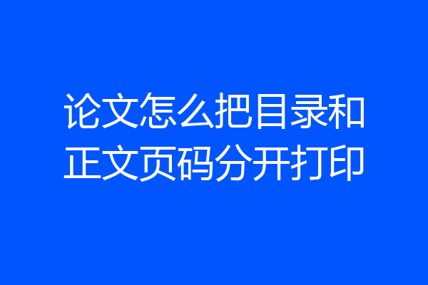 论文怎么把目录和正文页码分开打印
