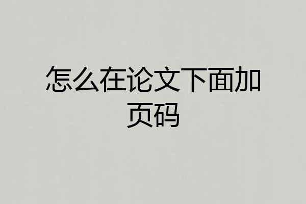 怎么在论文下面加页码