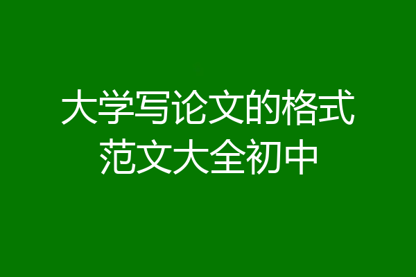 大学写论文的格式范文大全初中