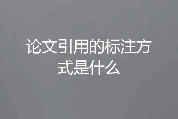 论文引用的标注方式是什么