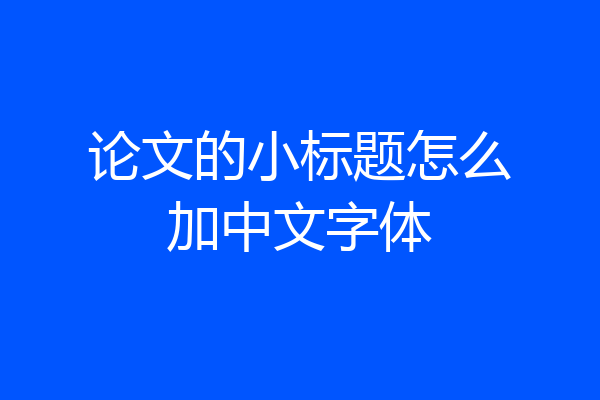 论文的小标题怎么加中文字体