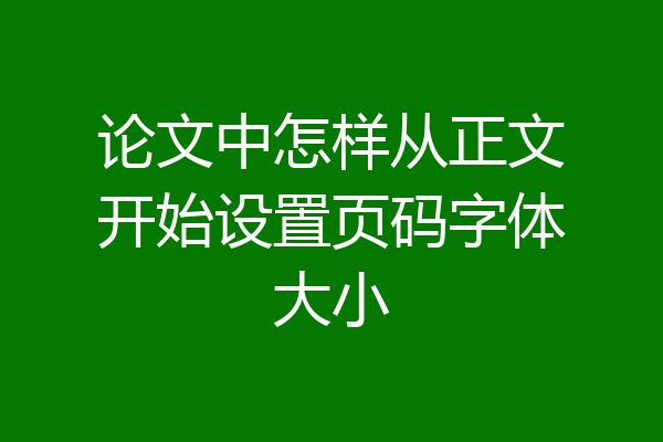 论文中怎样从正文开始设置页码字体大小