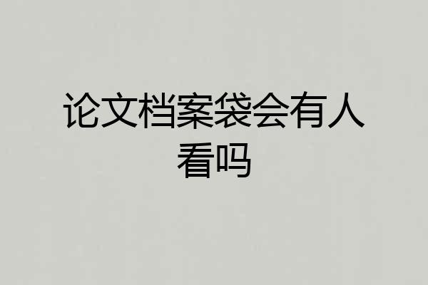 论文档案袋会有人看吗