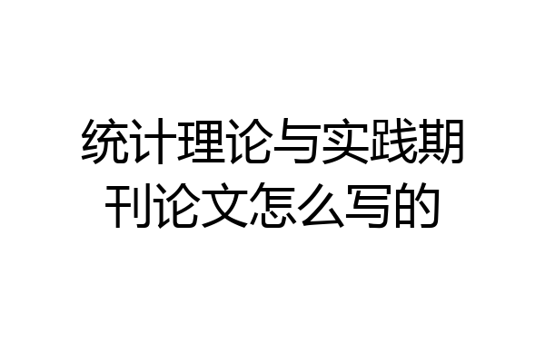 统计理论与实践期刊论文怎么写的