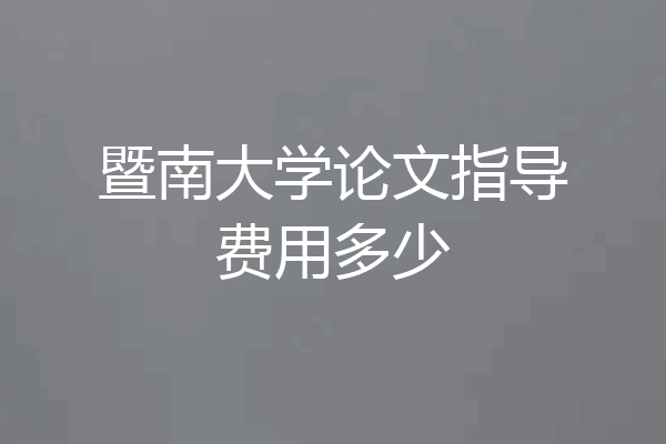 暨南大学论文指导费用多少