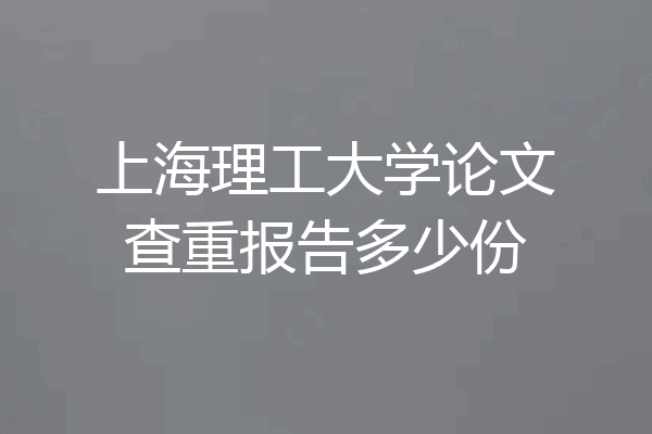 上海理工大学论文查重报告多少份