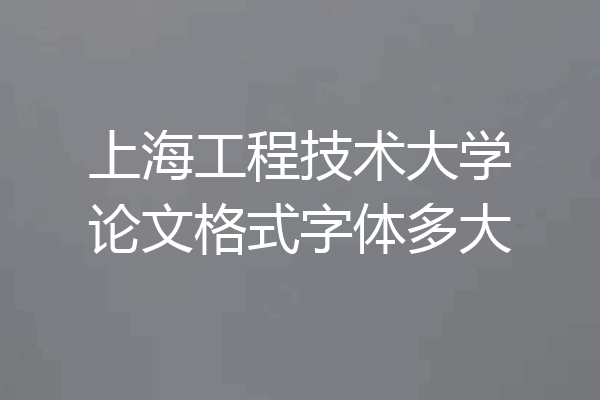 上海工程技术大学论文格式字体多大