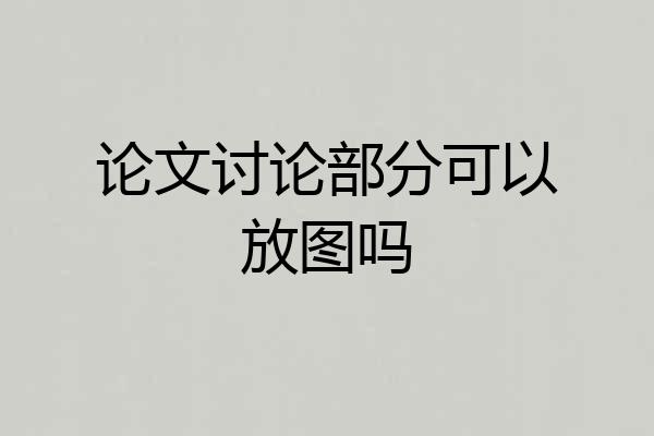 论文讨论部分可以放图吗