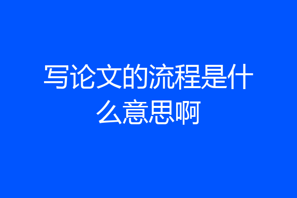 写论文的流程是什么意思啊