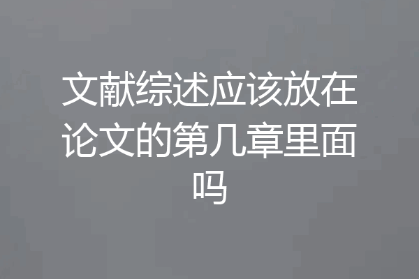 文献综述应该放在论文的第几章里面吗