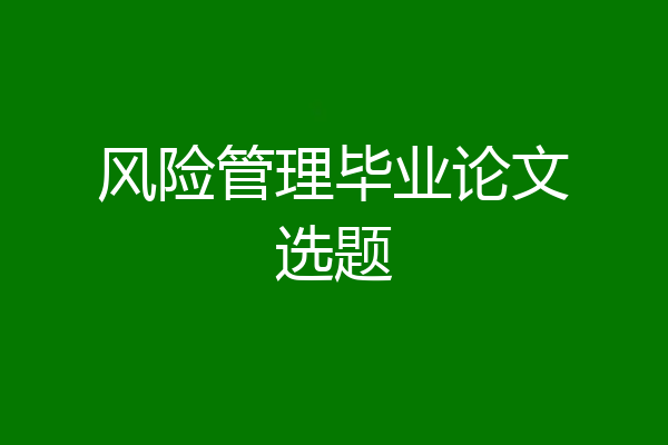 风险管理毕业论文选题
