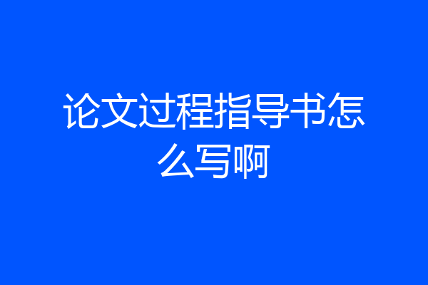 论文过程指导书怎么写啊
