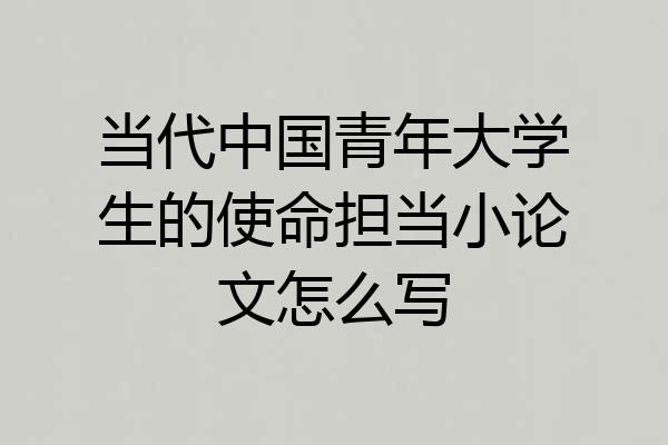 当代中国青年大学生的使命担当小论文怎么写