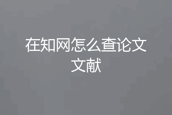 在知网怎么查论文文献