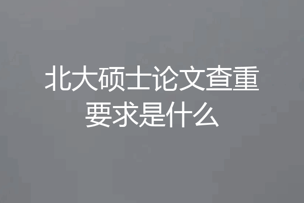 北大硕士论文查重要求是什么