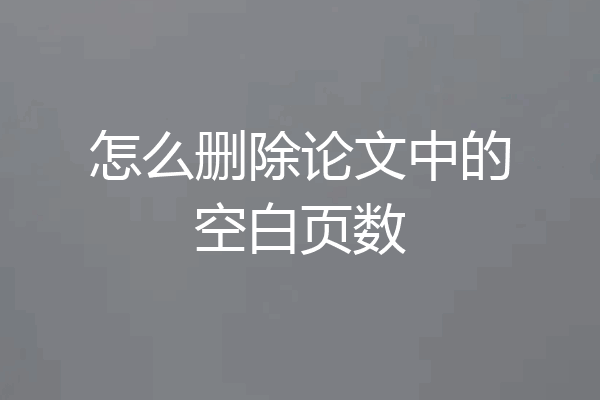 怎么删除论文中的空白页数