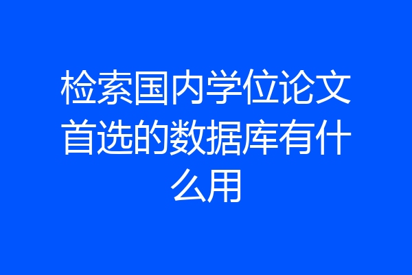 检索国内学位论文首选的数据库有什么用