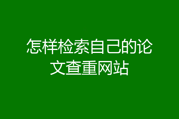 怎样检索自己的论文查重网站