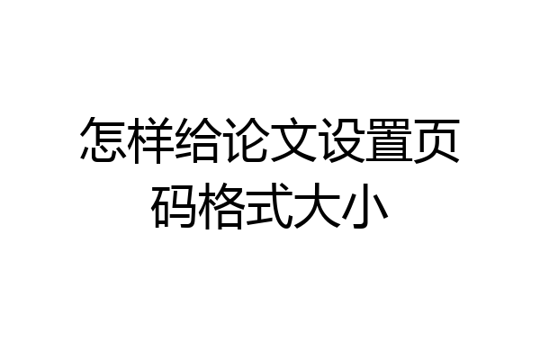 怎样给论文设置页码格式大小
