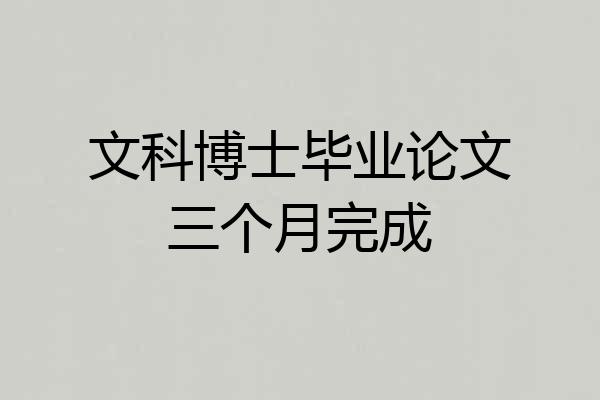 文科博士毕业论文三个月完成