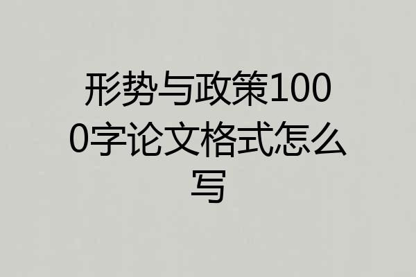 形势与政策1000字论文格式怎么写