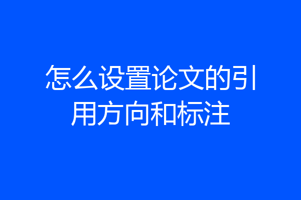 怎么设置论文的引用方向和标注