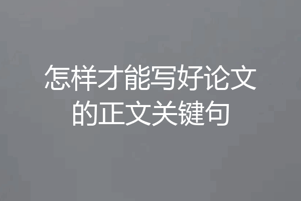 怎样才能写好论文的正文关键句