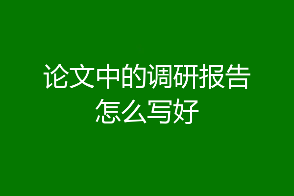 论文中的调研报告怎么写好