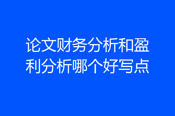 论文财务分析和盈利分析哪个好写点