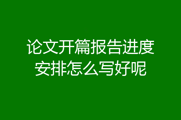 论文开篇报告进度安排怎么写好呢