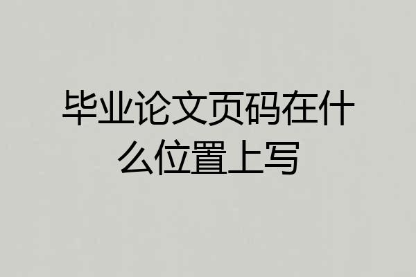 毕业论文页码在什么位置上写