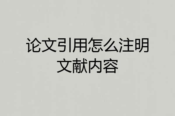 论文引用怎么注明文献内容