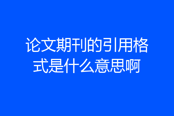 论文期刊的引用格式是什么意思啊