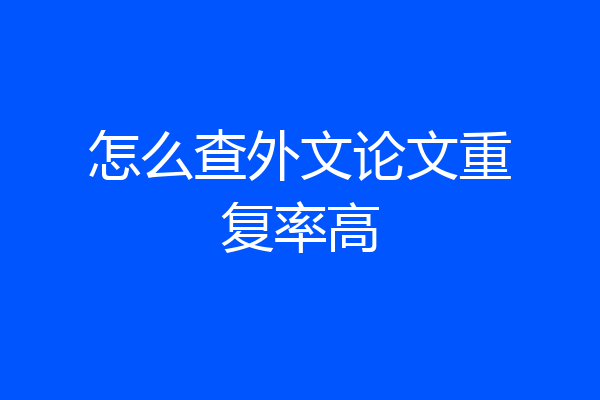 怎么查外文论文重复率高