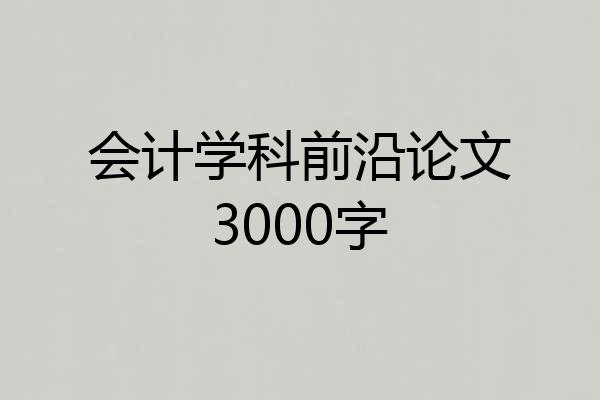 会计学科前沿论文3000字