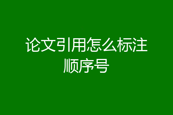 论文引用怎么标注顺序号