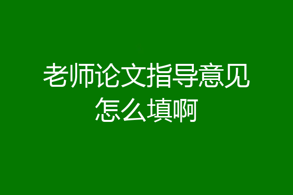 老师论文指导意见怎么填啊
