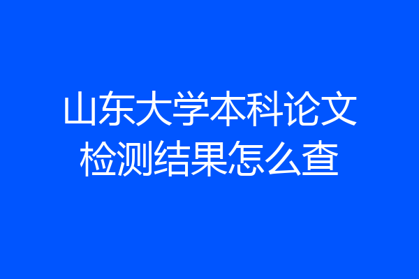 山东大学本科论文检测结果怎么查