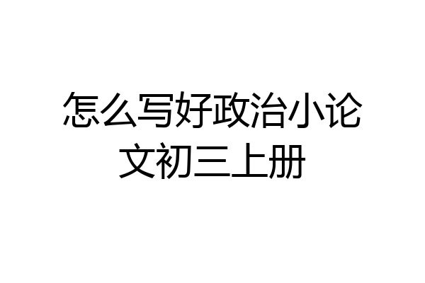 怎么写好政治小论文初三上册