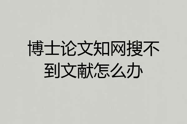 博士论文知网搜不到文献怎么办