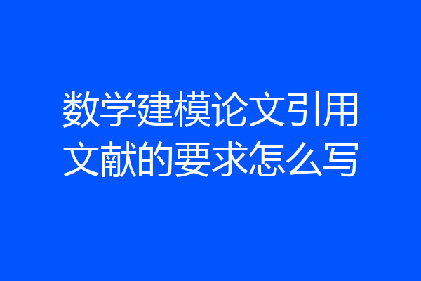 数学建模论文引用文献的要求怎么写